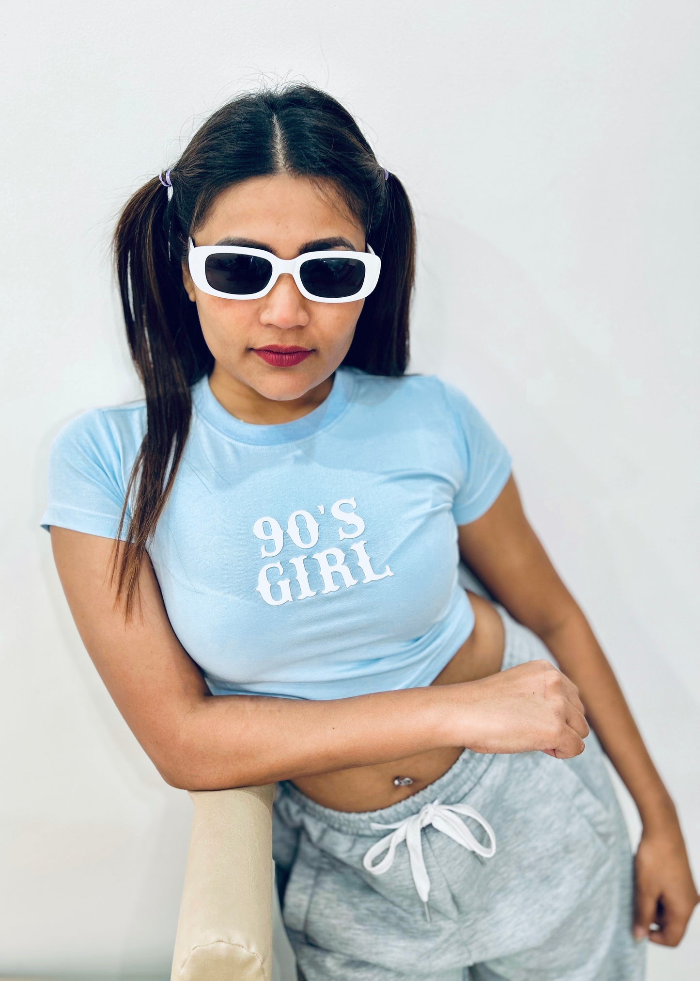 90’s Girl Sky Blue Aesthetic Baby Tee