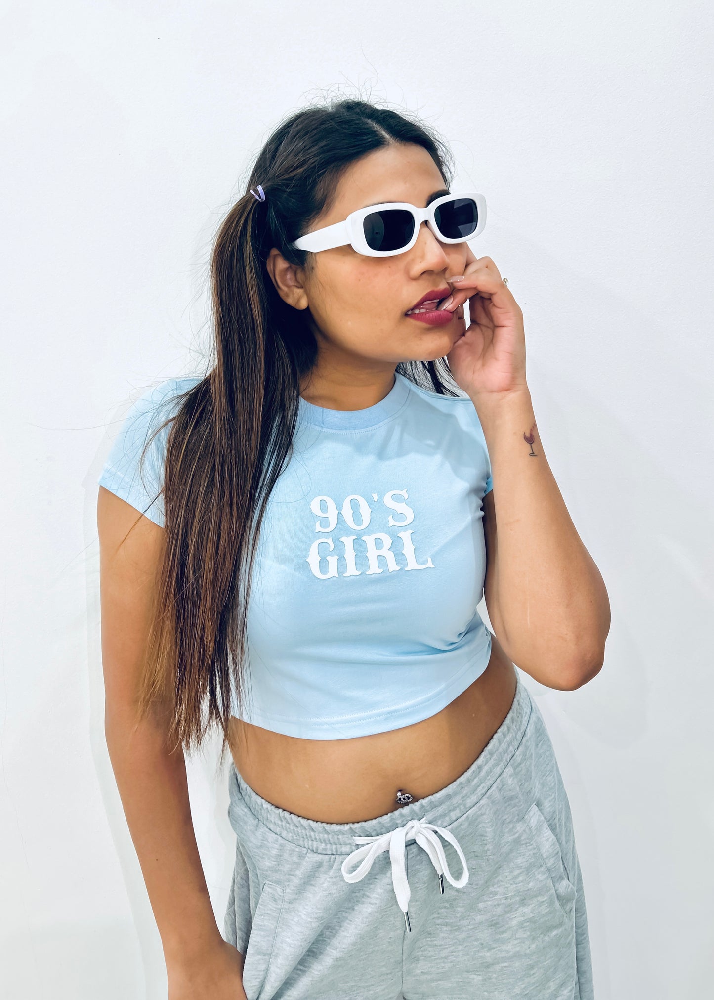 90’s Girl Sky Blue Aesthetic Baby Tee
