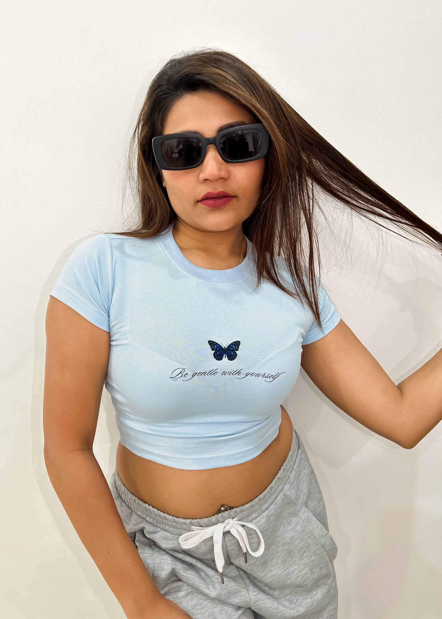 Butterfly Bliss Sky Blue Aesthetic Baby Tee