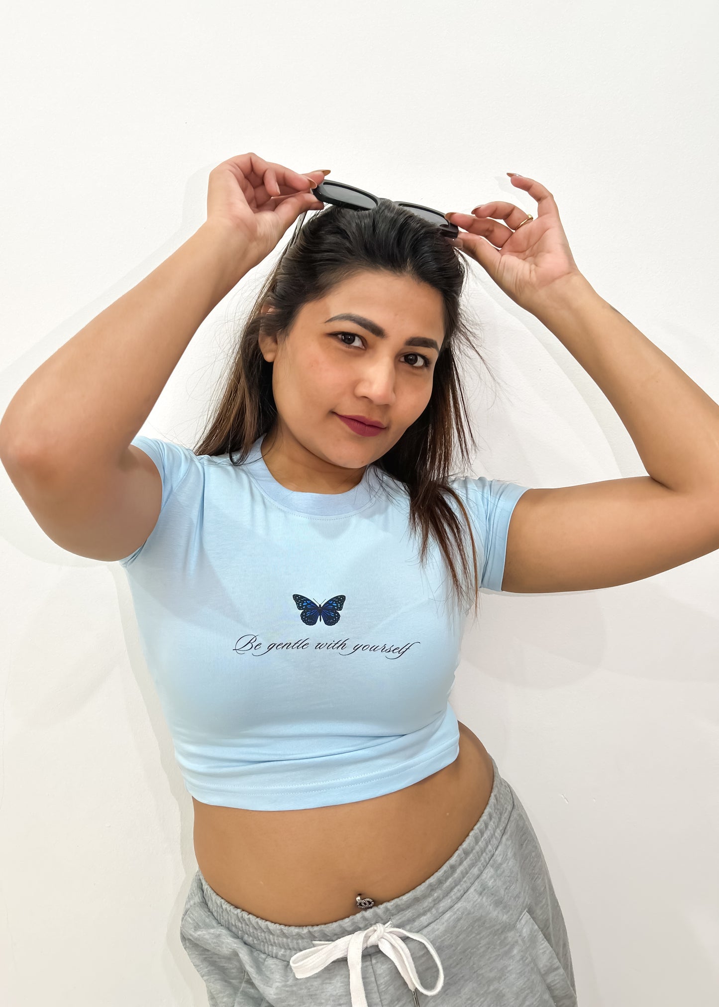 Butterfly Bliss Sky Blue Aesthetic Baby Tee