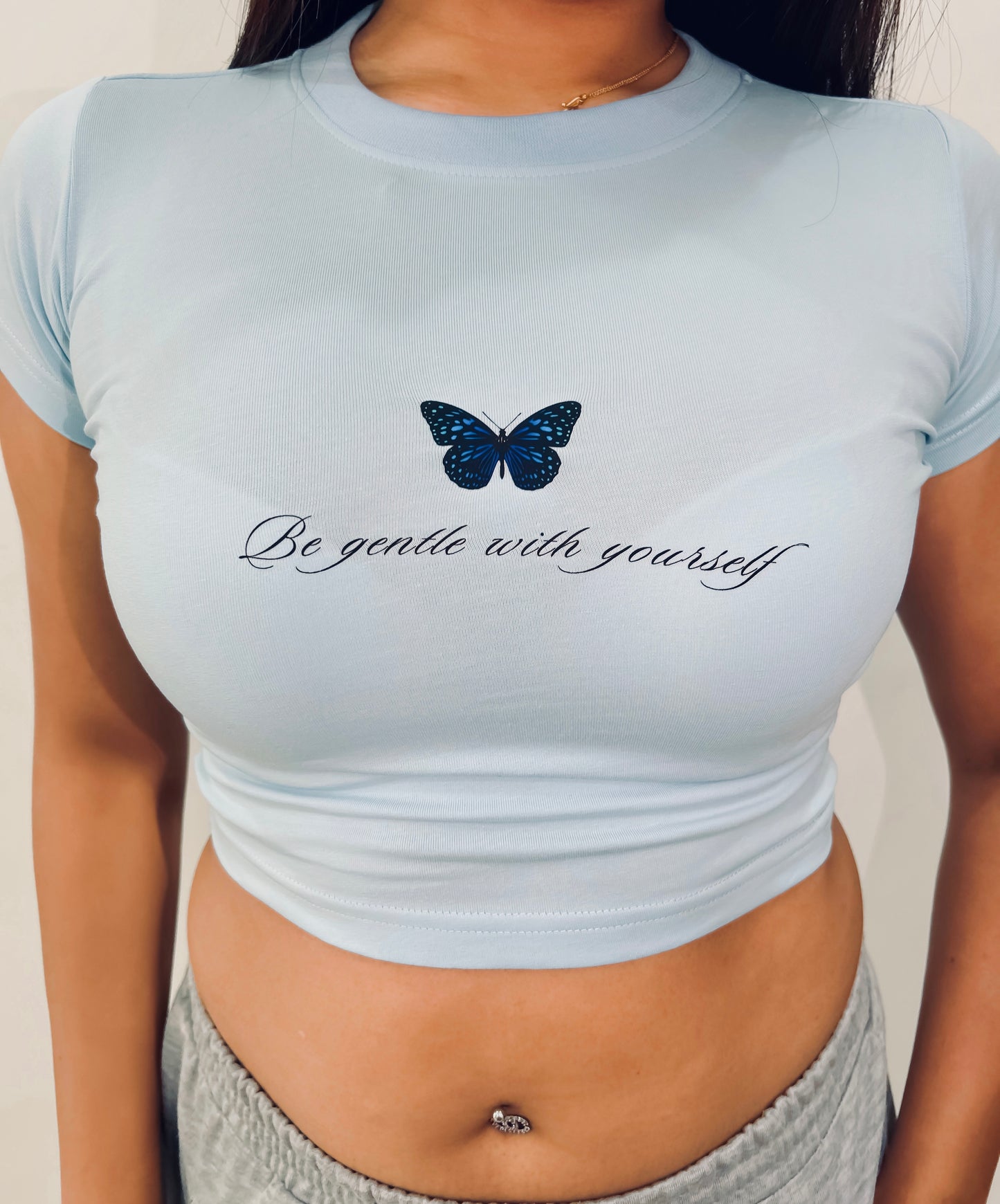 Butterfly Bliss Sky Blue Aesthetic Baby Tee