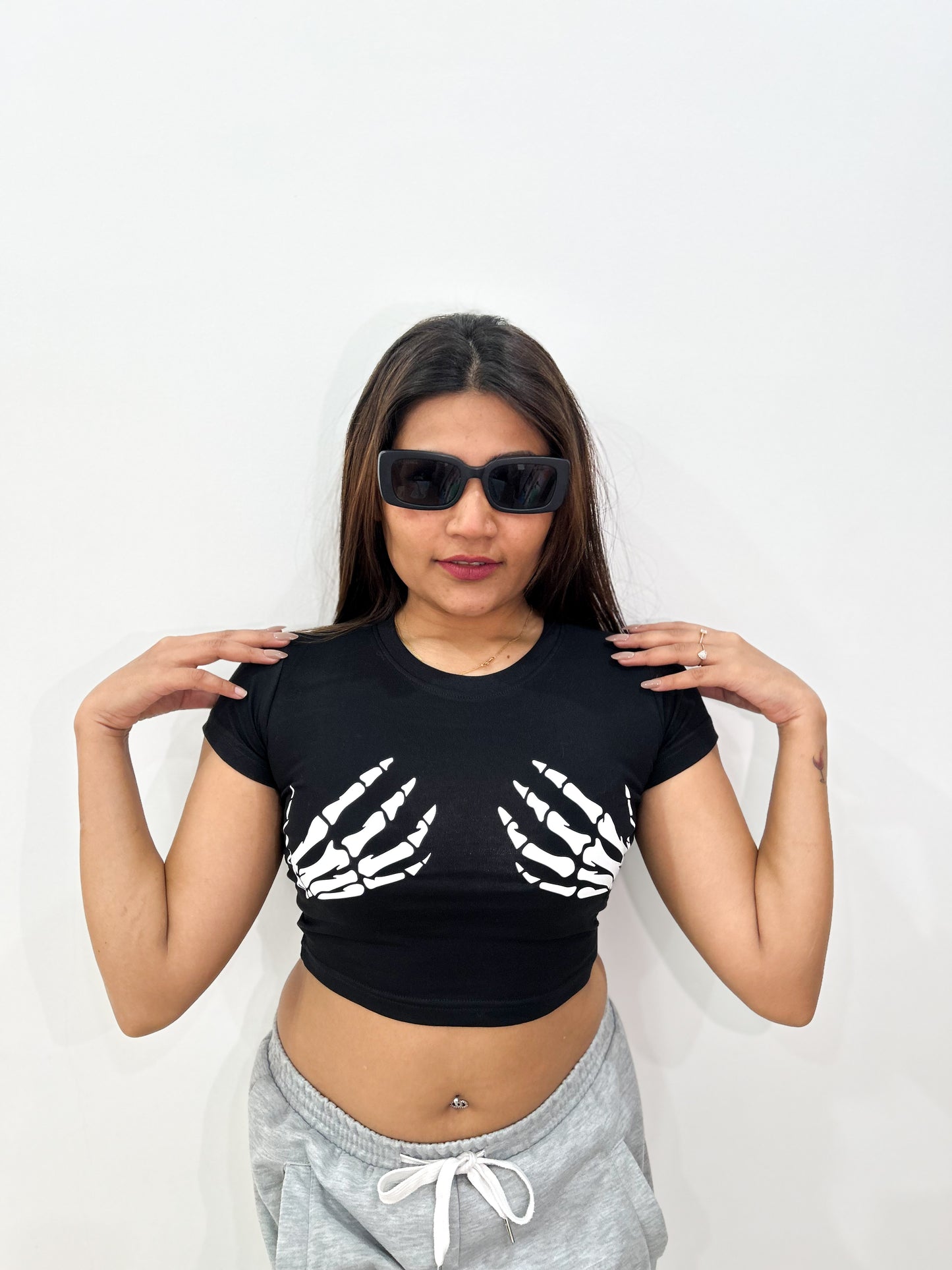 Gothic Skeleton Hand Aesthetic Baby Tee