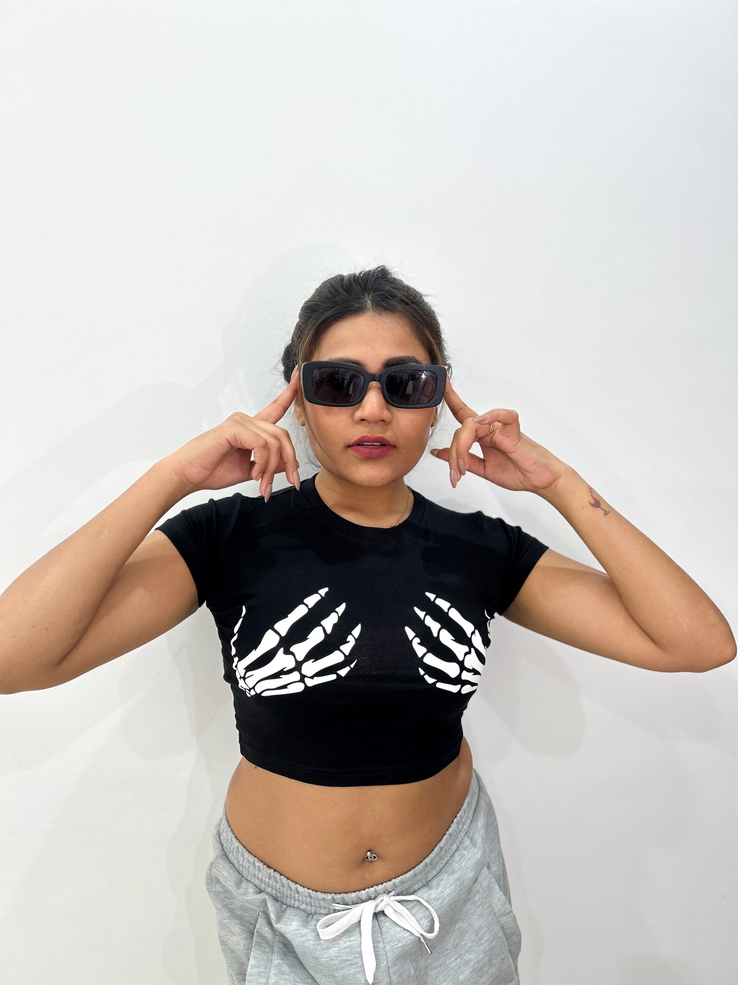 Gothic Skeleton Hand Aesthetic Baby Tee