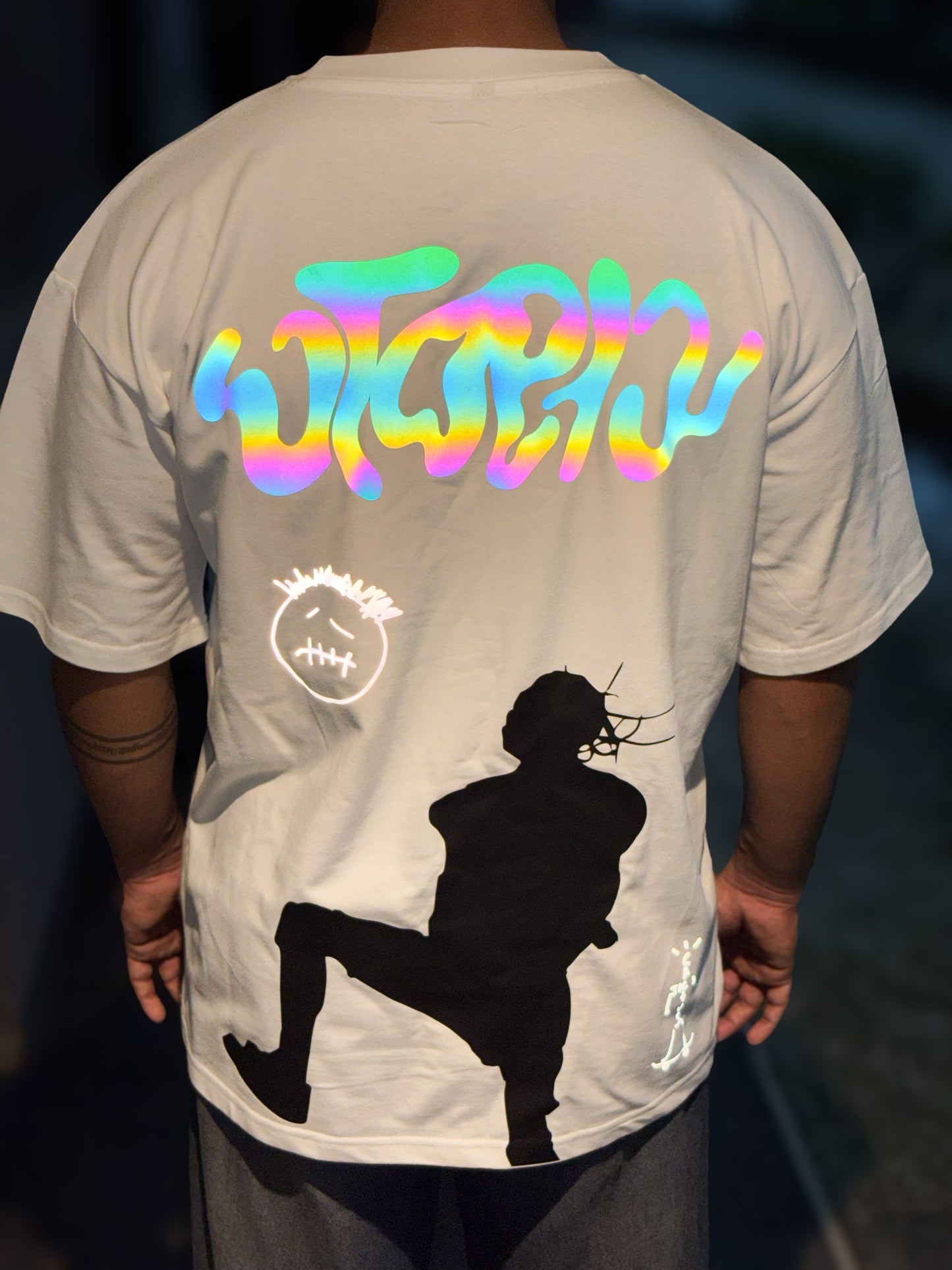 Travis Scott Utopia HD Print & Rainbow Reflective Oversized T-Shirt