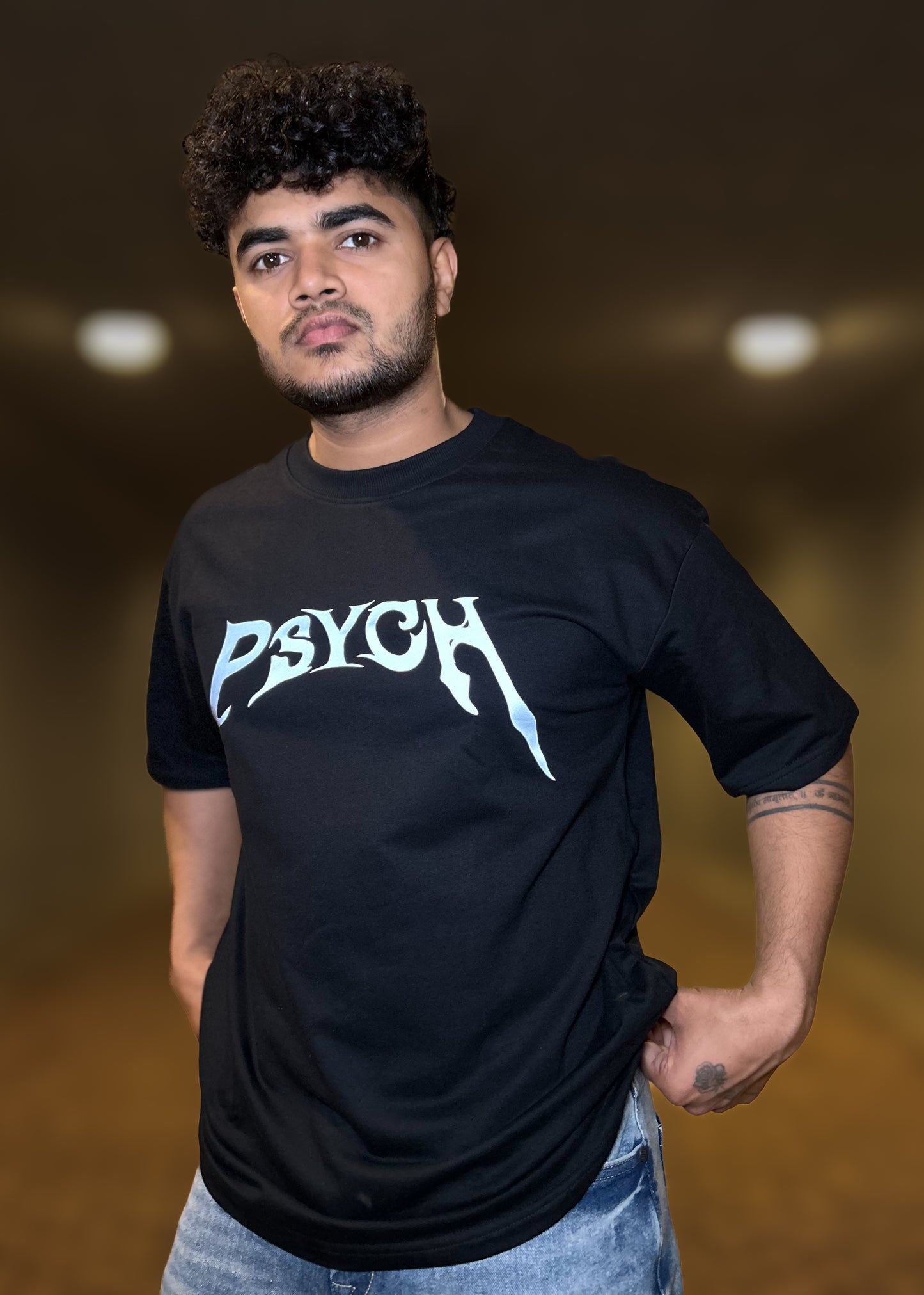 PSYCH Mind-warp Reflective Graphic Oversized Tshirt