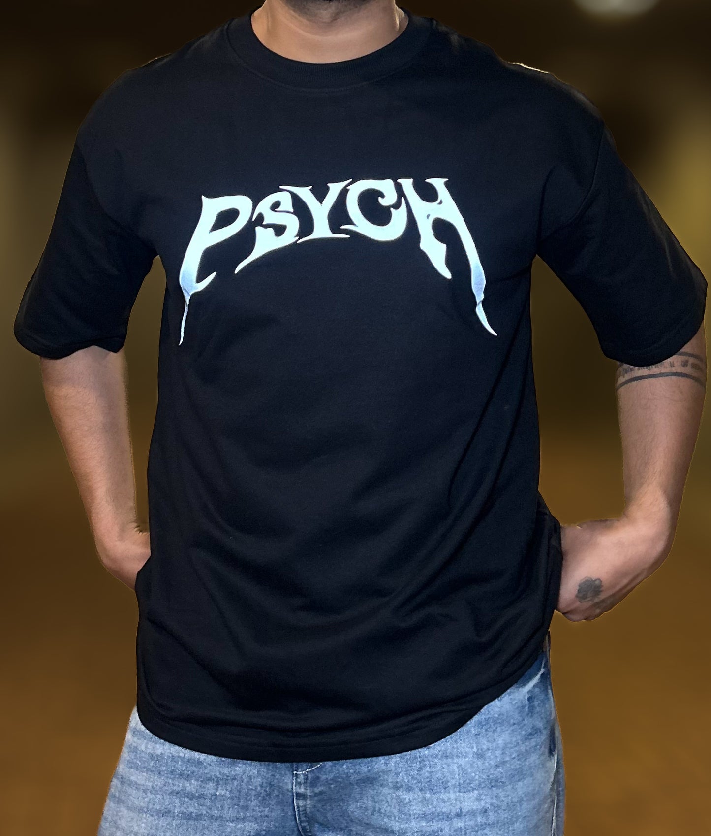PSYCH Mind-warp Reflective Graphic Oversized Tshirt