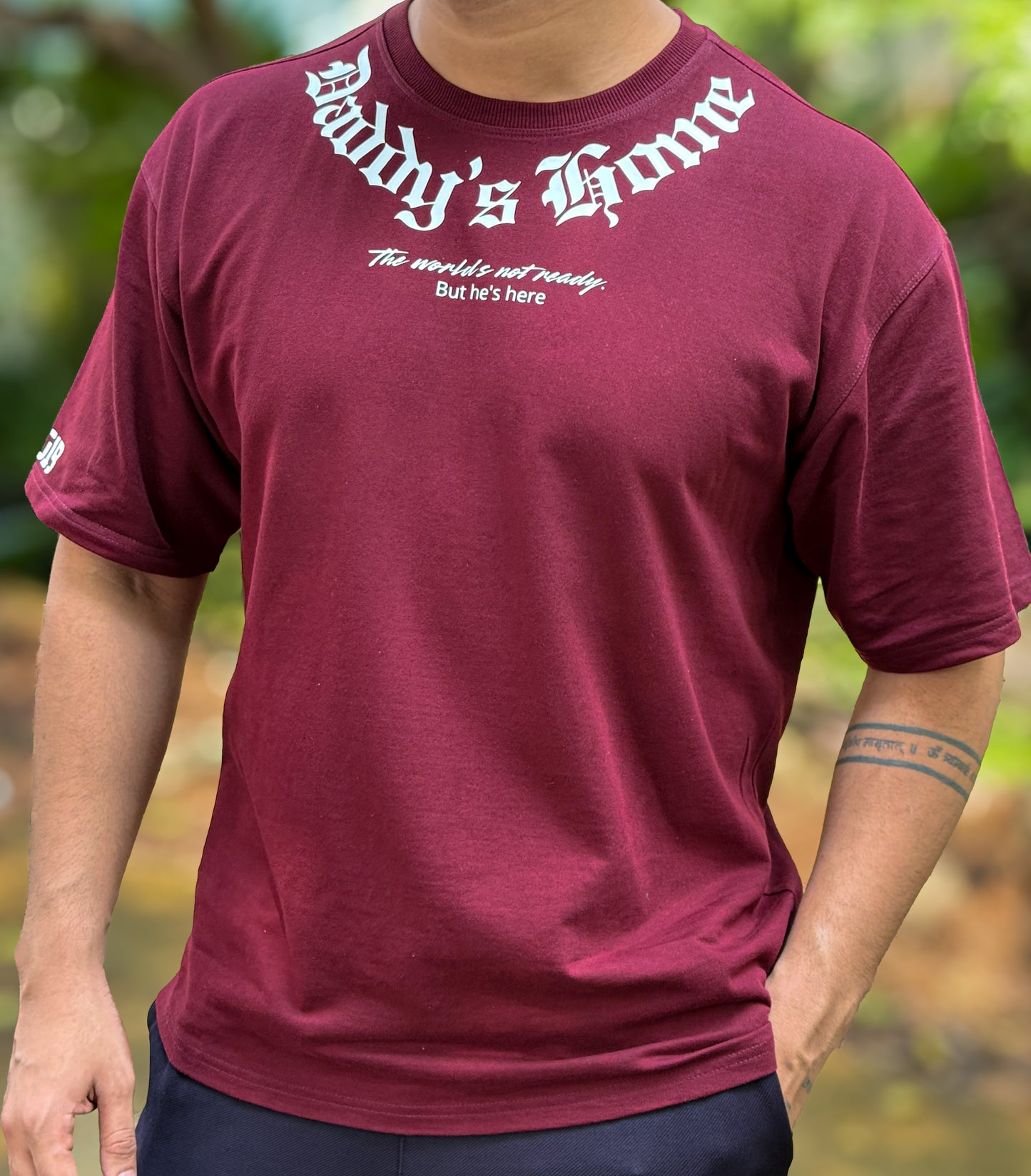 Daddy’s Home Reflective Oversized Tshirt Maroon Edition