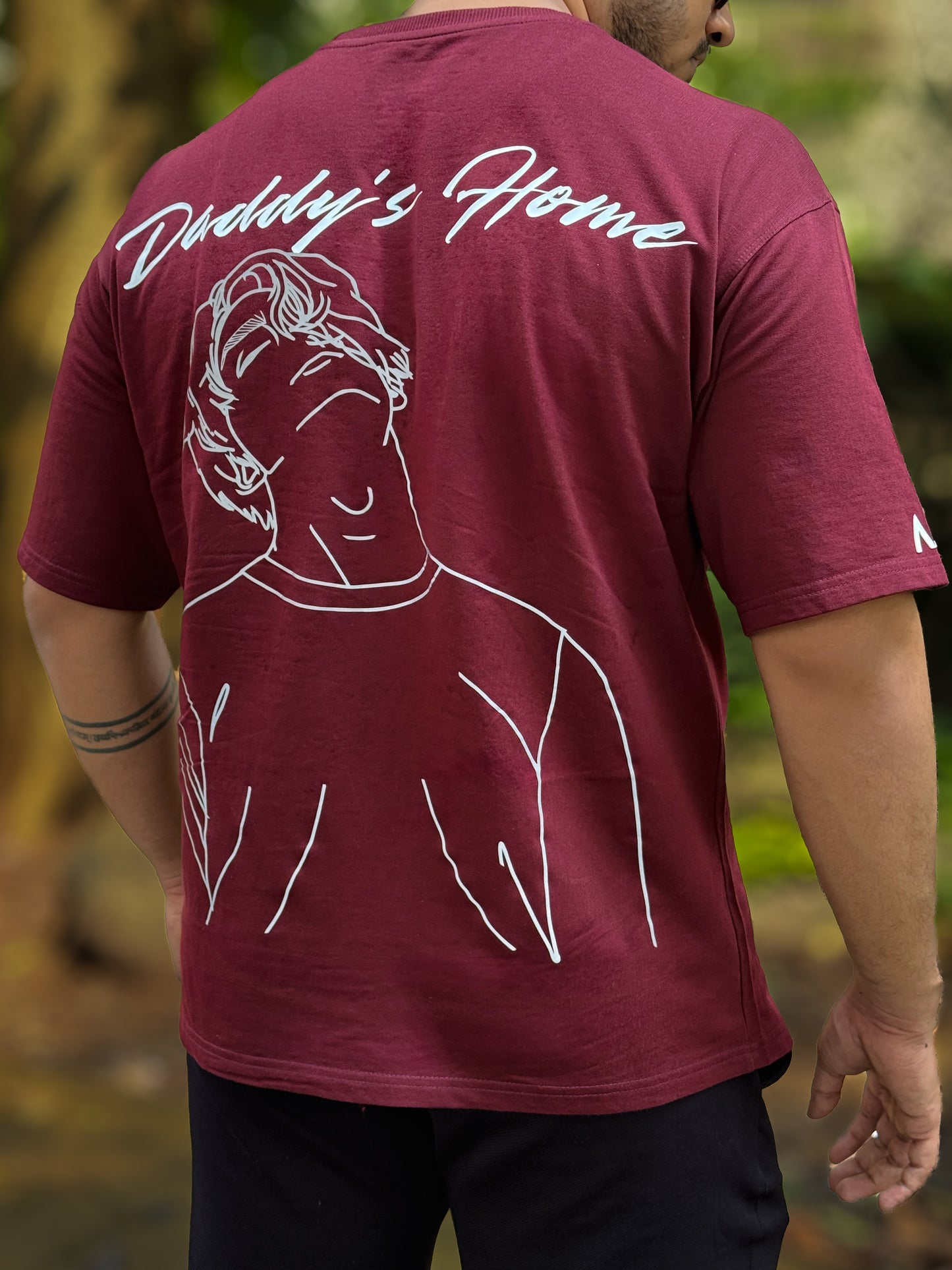 Daddy’s Home Reflective Oversized Tshirt Maroon Edition