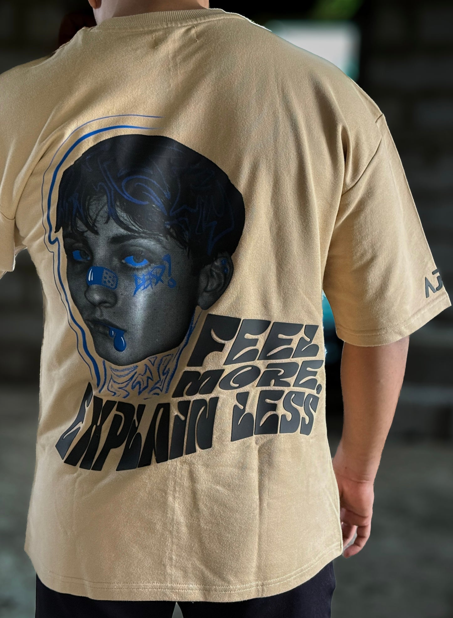 Feel More Explain Less HD Print Oversized Graphic T-Shirt
