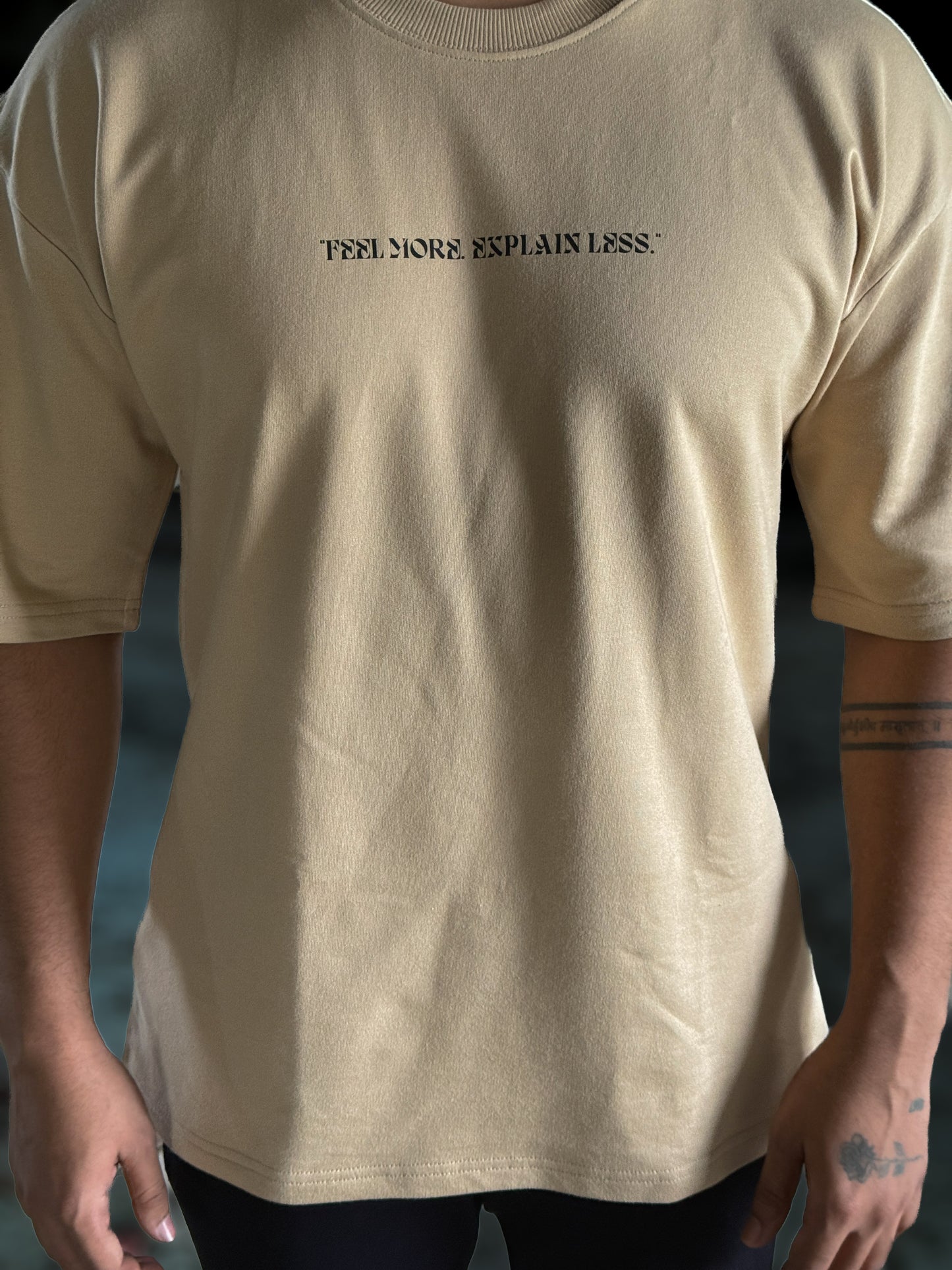 Feel More Explain Less HD Print Oversized Graphic T-Shirt