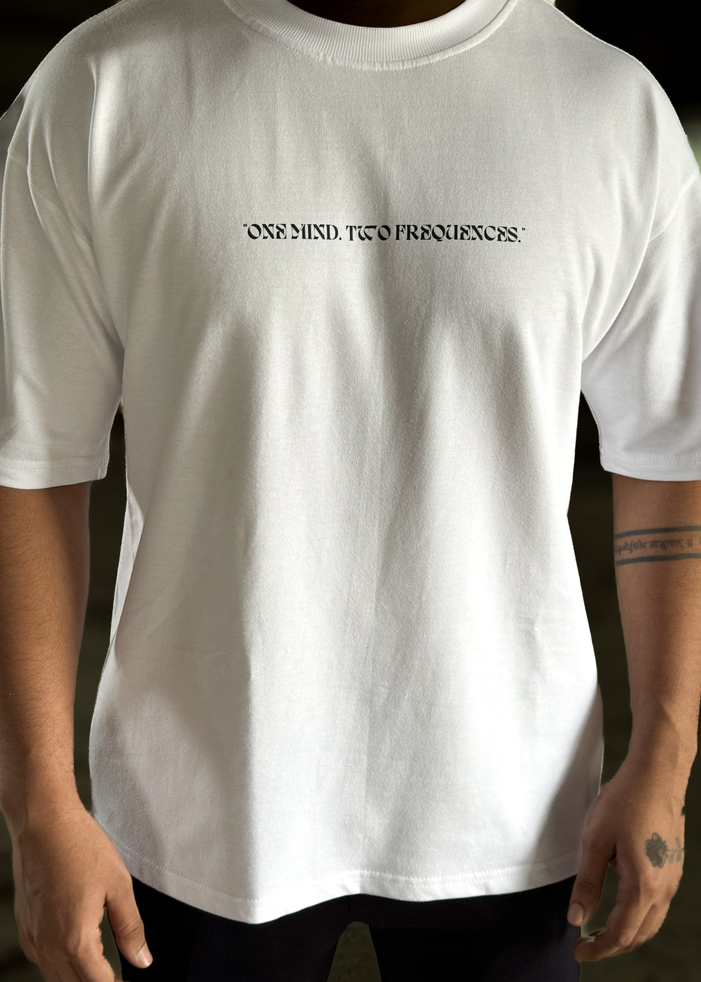 One Mind, Two Frequencies HD Print Oversized Graphic T-Shirt