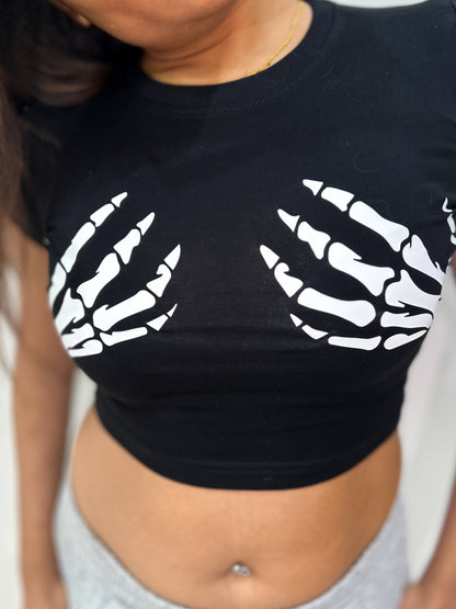 Gothic Skeleton Hand Aesthetic Baby Tee