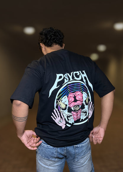 PSYCH Mind-warp Reflective Graphic Oversized Tshirt