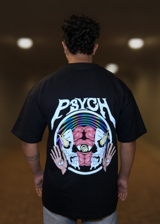 PSYCH Mind-warp Reflective Graphic Oversized Tshirt