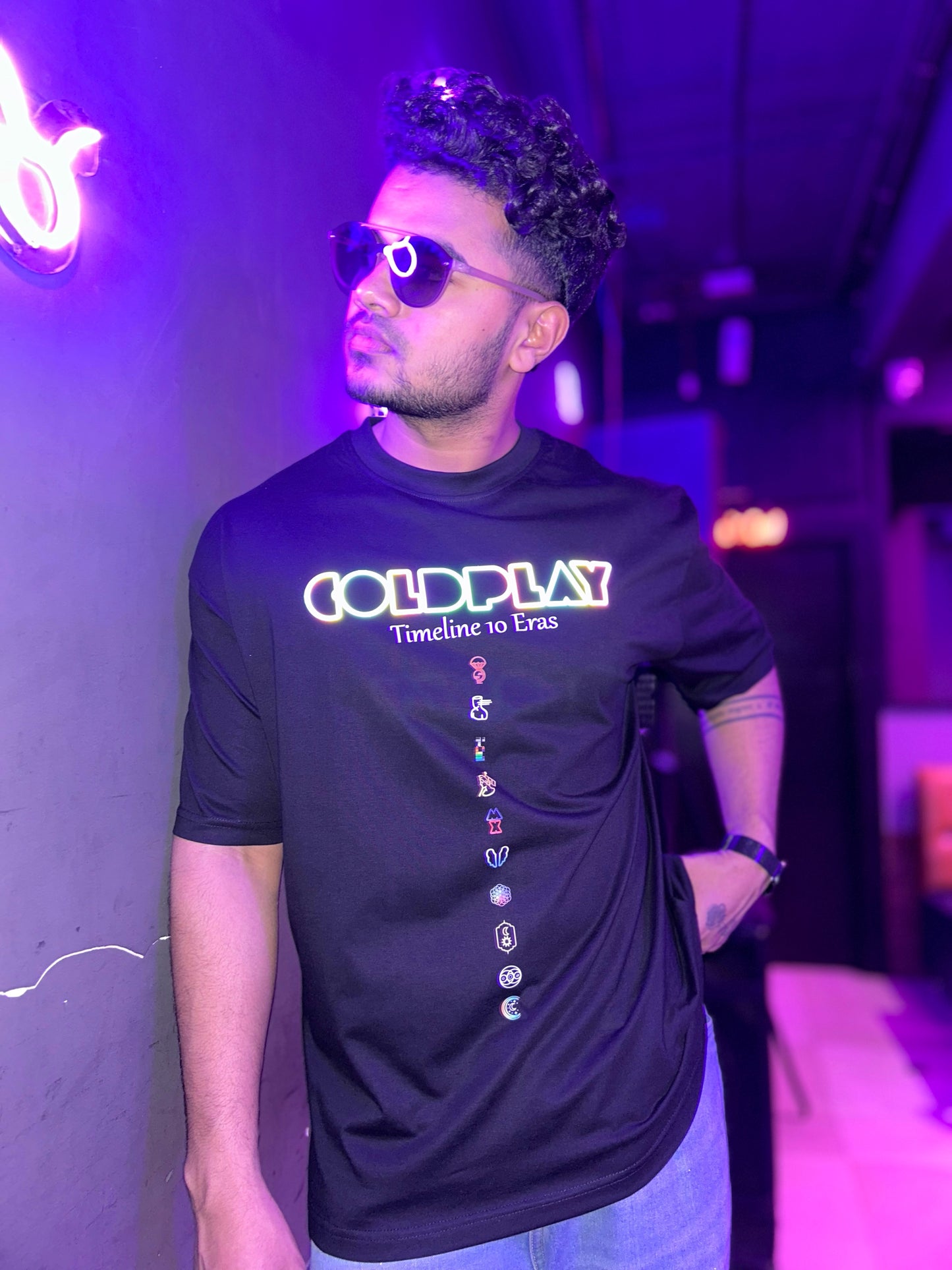 Coldplay: Timeline 10 Eras | Rainbow Reflective Oversized T-Shirt