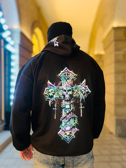 Radiant Cross | Reflective Oversized Hoodie
