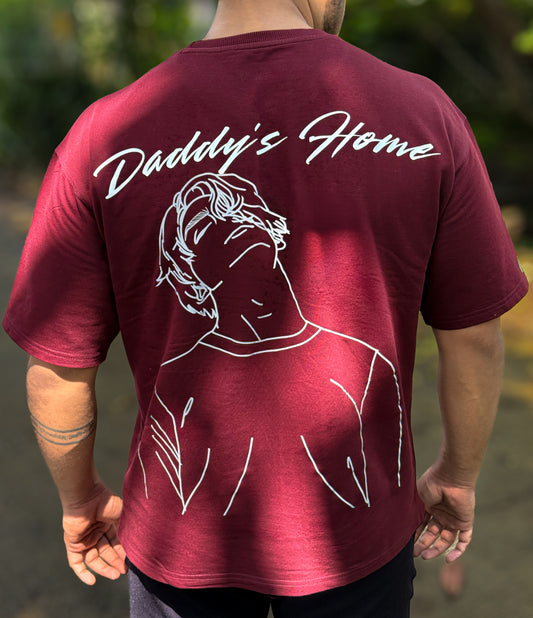 Daddy’s Home Reflective Oversized Tshirt Maroon Edition
