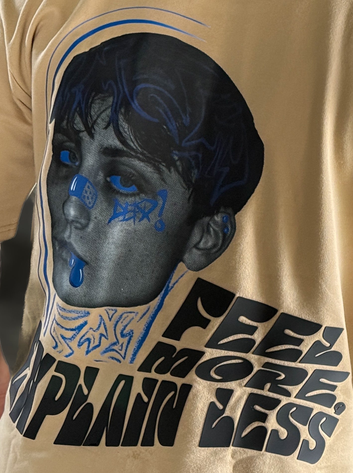Feel More Explain Less HD Print Oversized Graphic T-Shirt