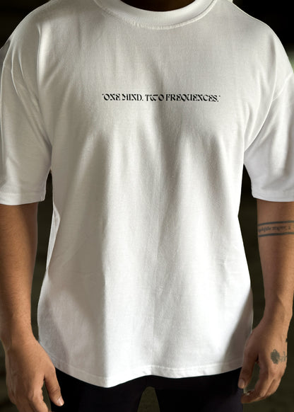 One Mind, Two Frequencies HD Print Oversized Graphic T-Shirt